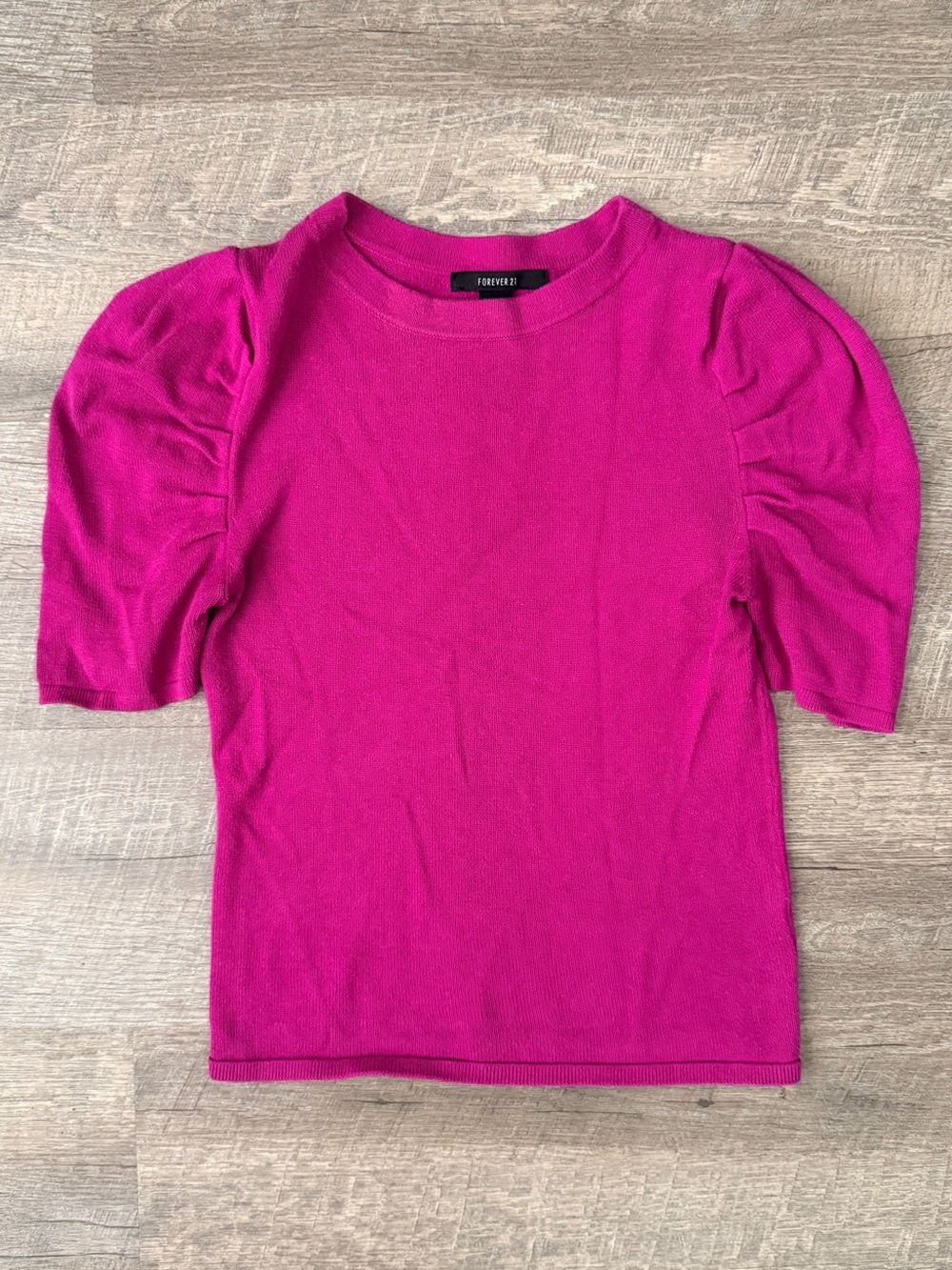Forever 21 Magenta Puff Sleeve Knit Top